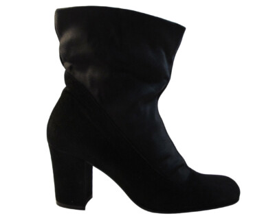 Mima 9353 Women's  Italian  Suede/Fabric Ankle Boots in Black