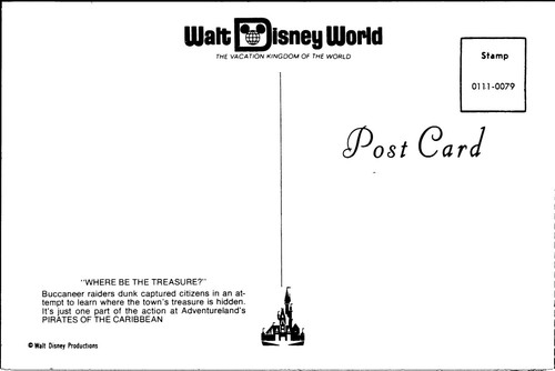Where Be the Treasure Pirates of The Caribbean Disney World FLORIDA POSTCARD D17 - Picture 2 of 2