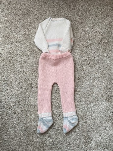 Maglione vintage bambina tg 3-6M BABY BEAR chiusura zip rosa/bianco Nuovo!!! - Foto 8 di 8