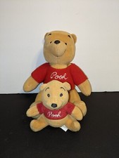 Vintage Disney Winnie the Pooh 9" Sitting Plush Red Shirt Jointed Legs Lot