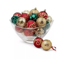 Holiday Lane  Set of 30 Gold, Red, Burgundy  Green Shatterproof Ball Ornament