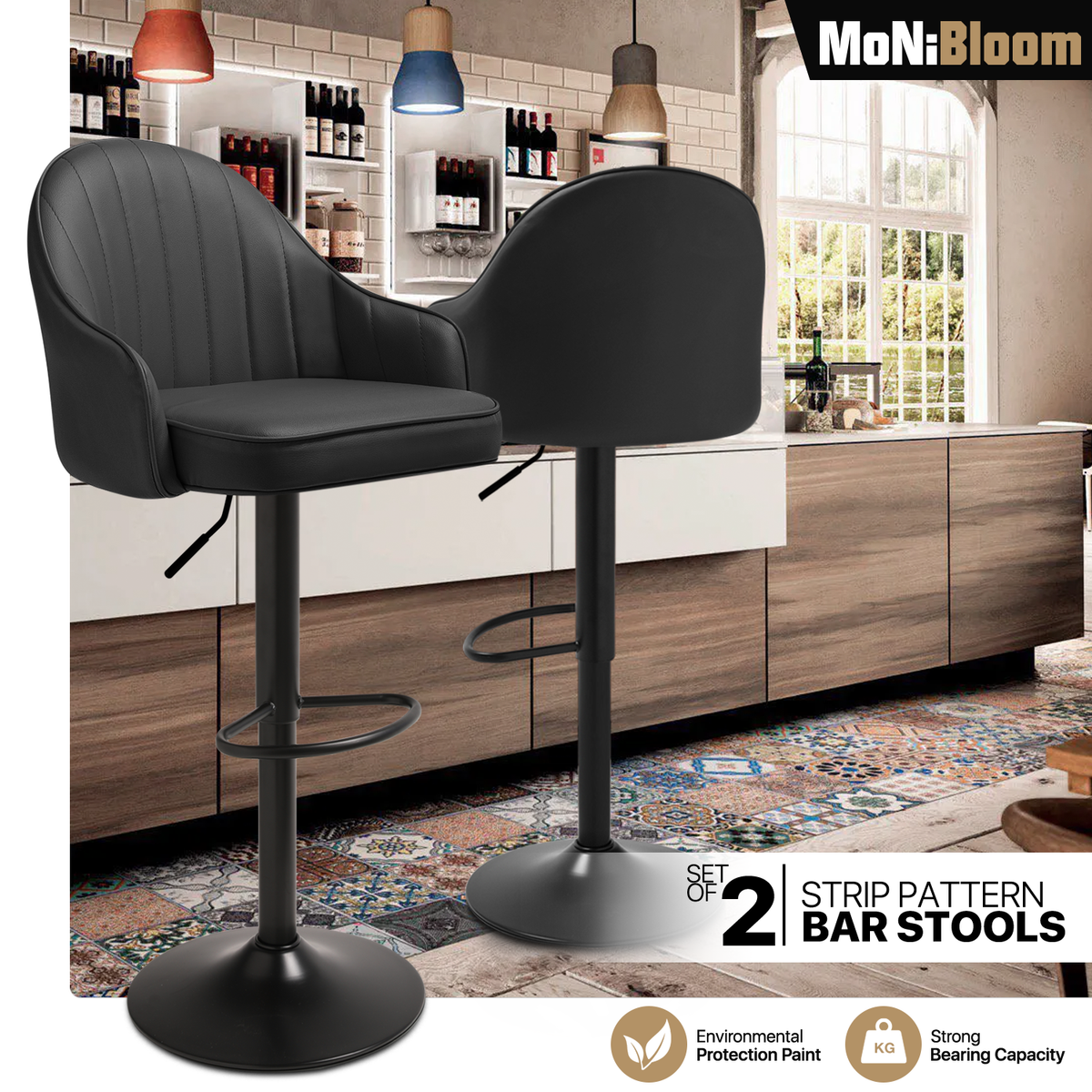 Cozyman Industrial Swivel Bar Stool Set of 2, 26-32