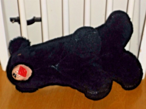 Vintage Plüschtier Schwarzbär mit Stroh gefüllt Vinyl Schnauze - Bild 5 von 6