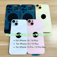 For iPhone 14 Plus 15 Pro Max Back Glass With Frame Replacement Rear Cover Lot