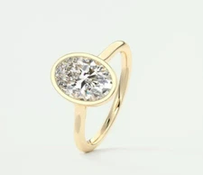 8x12mm Oval Lab Created  Solitaire 925 Silver Solitaire Ring sz 4-10 YG