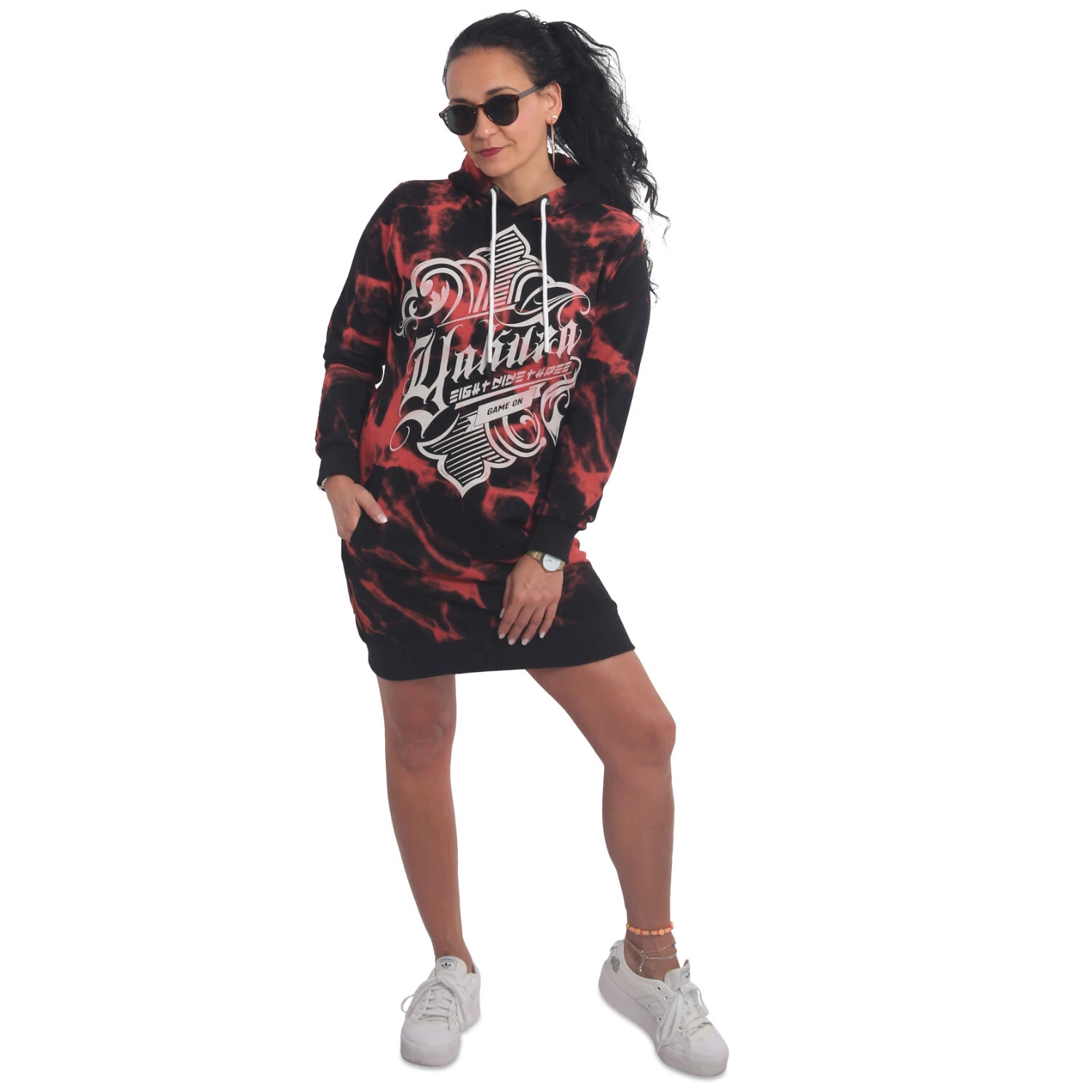 SACAI Nuovo abito con cappuccio da donna Yakuza crest burning nero