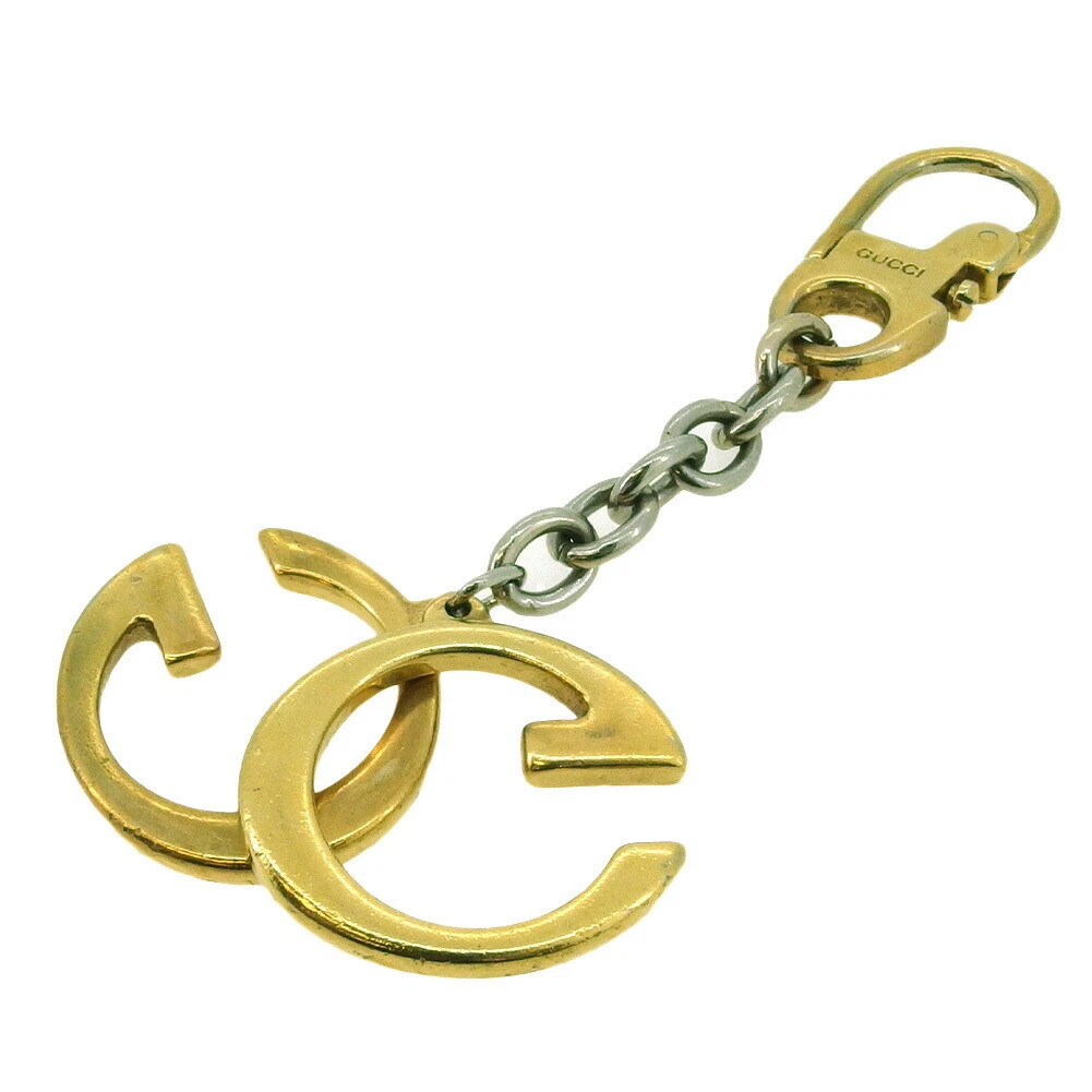 GUCCI key chain double-G Gold & Silver hardware Authentic T18397