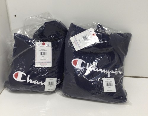 Champion Kids' Powerblend Hoodie, Classic Script Logo in Navy Size 8 LOT OF 2 - Picture 3 of 4