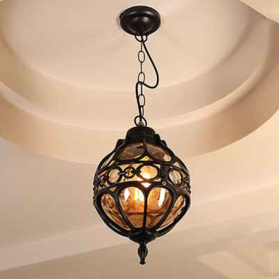 Retro Rustic Amber Glass Ceiling Hanging Lamp Head