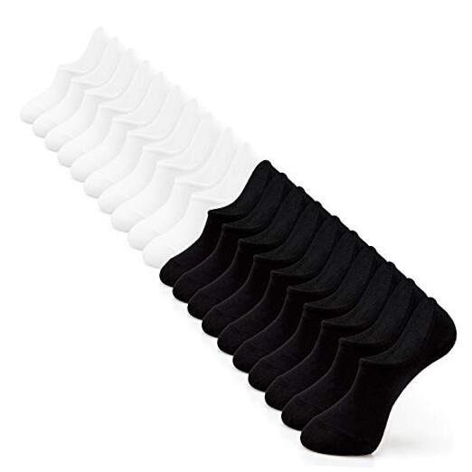 No Show Socks Women 10 5-8.5 Color B - 10 Pairs - 5 Pairs White+5 Pairs Black-image