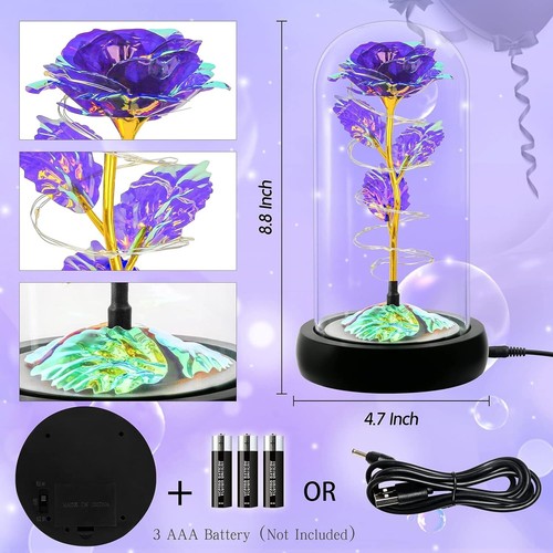 Rose Rotating Gifts Swirling Light Up Roses in Glass Dome Gifts- Flower Rotating - Picture 6 of 6