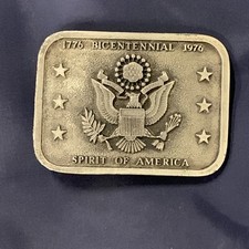 1776 Bicentennial 1976 Spirit of America Patriotic Eagle Belt Buckle 3x2.25  
