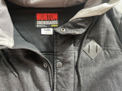 Burton black×l button dryride jacket Burton Snowboard Dryride Hoodie Shacket Jacket sz XL Denim Full