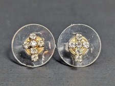 925 Sterling Silver Cross CZ Stud Earrings