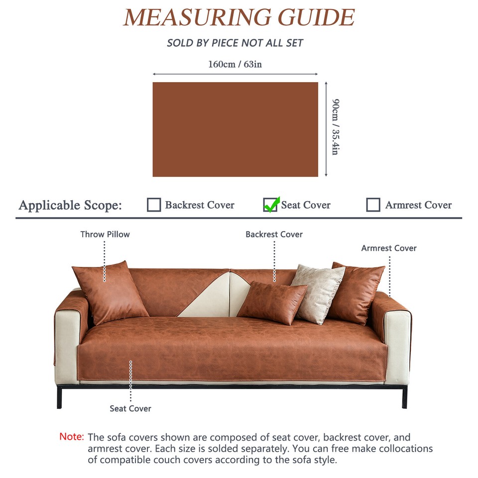 Waterproof PU Leather Couch Cover NonSlip Leakproof Sofa Cover Pet