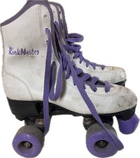Vintage Seneca Rink Master Roller skates white w/ purple trim