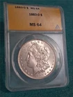 1883-O $ Morgan $1 SILVER DOLLAR ANACS MS 64                            #MF-2429