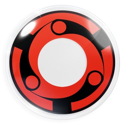 Farbige Halloween Kontaktlinsen Rot-Schwarz Madara + Behälter