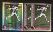 Trevor Story 2025 TOPPS Chrome Baseball #232 - Prism Refractor & Base - Red Sox