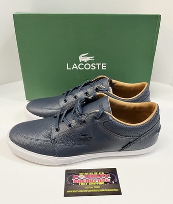 Lacoste Bayliss Vulc Blue Brown Leather Shoes Men s Size 10.5 Brand New With Box