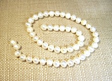 Nice 16" Strand of 10mm x 8mm Oval White Iridescent Freshwater Pearls Lot B4
