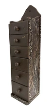 6 Drawer Spice Cabinet/Cupboard/Chest/Apothecary-Brown Paint-Primitive Wall Box