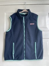 Vineyard Vines Boys Fleece Zip Vest Navy Blue and Teal Vest Size L