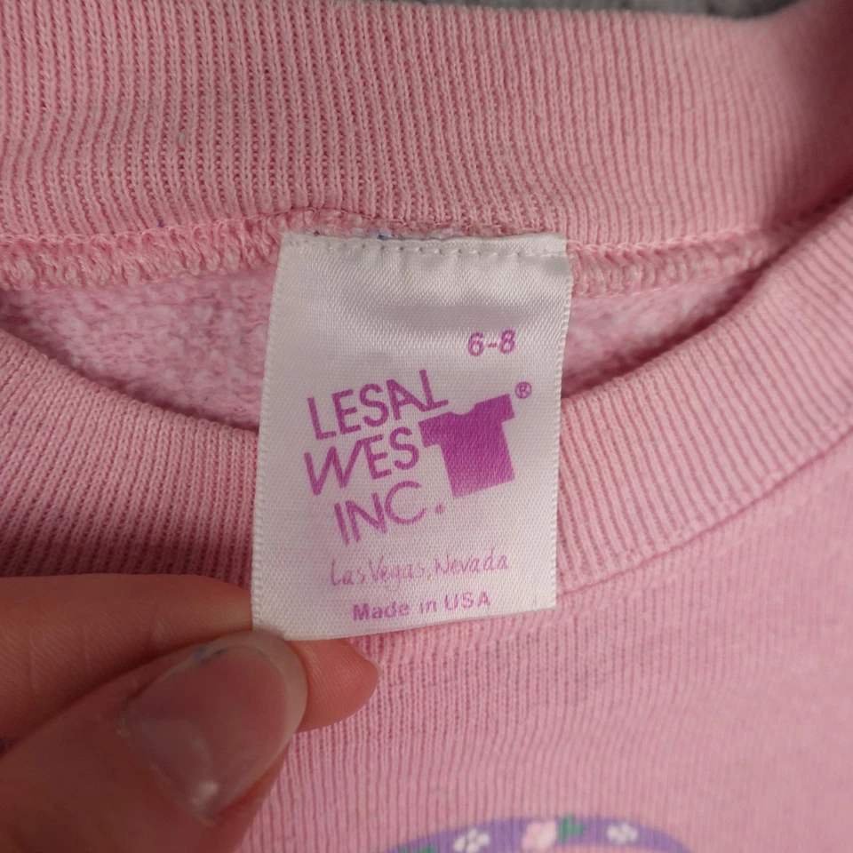 Vintage Connecticut Cats Sweatshirt Girls 6-8 Crewneck Graphic 1988 Made In USA - Image 2 of 4