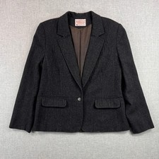 VTG 90s Pendleton Wool Blazer Petite Women Small Charcoal Classic Academia Prep