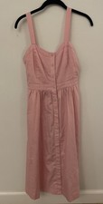 Madewell Pink Fleur Bow Back Cutout Midi Button Front Cotton Sun Dress Size 2