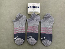 3 pairs BOMBAS Women's Tri-Block Marl Ankle Socks Medium 8-10.5 Grey