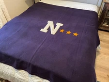 VTG 40s 50s O'Shea Knitting Mills Wool Naval Academy 67x80 Blanket