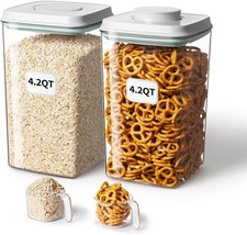 Airtight Food Storage Container W/ Pop Lid  130ml Scoop 4L/4.2qt 2 BPA-Free