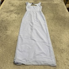 Azazie Bridesmaid Formal Maxi Dress Womens A2 Light Blue Chiffon Gown Formal