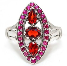 3CT Fire Garnet  Ruby 925 Sterling Silver Filigree Ring Jewelry Sz 8 FB9-2