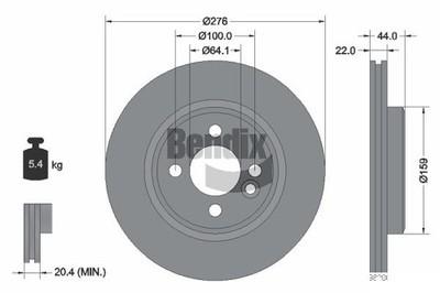 2 PCS BENDIX Braking BDS1162 Brake Disc