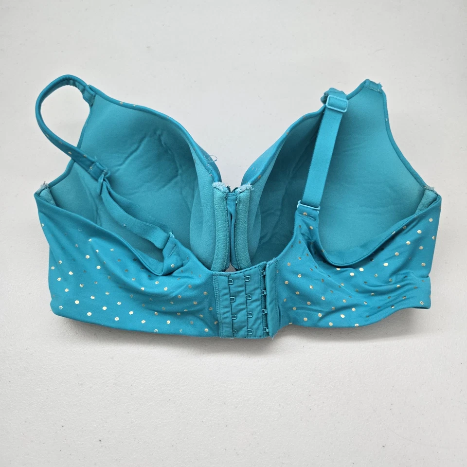 Sujetador Cacique Mujer 42F Turquesa Lunares Verdadero Abrazo Camiseta LEER Foto 4 de 4