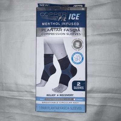 Copper Fit Ice Menthol Infused Plantar Fascia Compression Sleeves 2 Pack L/XL