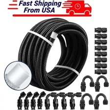 6AN 8AN PTFE Fuel Line Kit 10FT 20FT AN8 AN6 E85 Braided PTFE Fuel Hose Line
