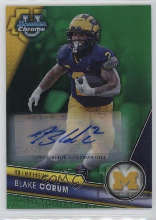 2023 Bowman U Chrome Prospect Green Refractor 93/99 Blake Corum #182 Auto 1c6t