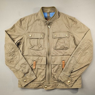 Massimo Dutti Khaki Utility Field Jacket Full Zip 4 Pocket Men's Medium M