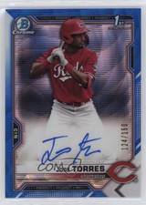 2021 Bowman Draft Chrome Pick Blue Wave Refractor 124/150 Jose Torres Auto 16zo