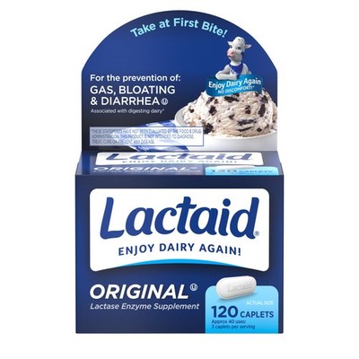 Lactaid Original Strength Lactose Intolerance Pills, 120 Count (Pack of 1) 
