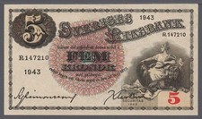 Sweden 1943 5 Kronor P 33z -UNC