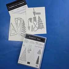 Stampin' Up WHIMSICAL TREES Rubber Stamps KIT Dies, Stamps, Holiday Papers