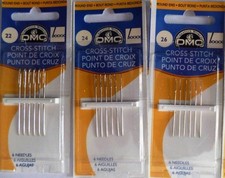 Pack of 6 DMC Cross Stitch Needles Numbers 22, 24, or 26