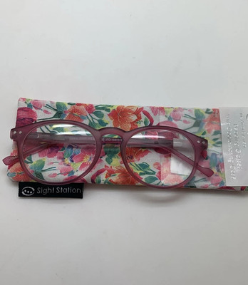 Foster Grant Melissa Womens Purple Oval Flower Reading Glasses