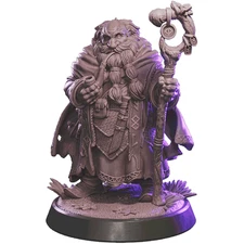 Dwarf Druid – 32mm Resin Miniature | D&D 3D Printed Fantasy Figure