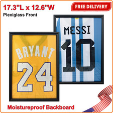 Jersey Frame Shadow Box Display Case Pine Wood for Hockey Sports Soccer Black