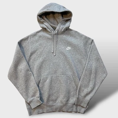 Sweat à capuche brodé Nike taille M gris streetwear classique essentiel rétro... - Photo 1/4
